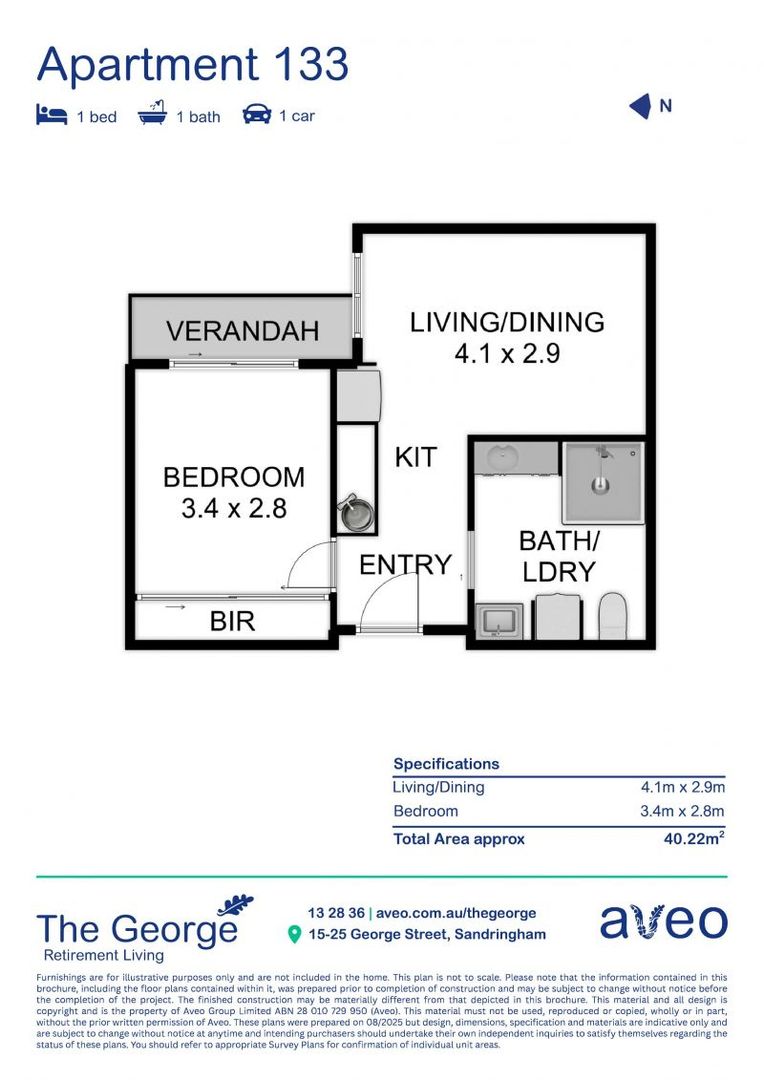 One-bedroom apartment with beautiful garden aspect