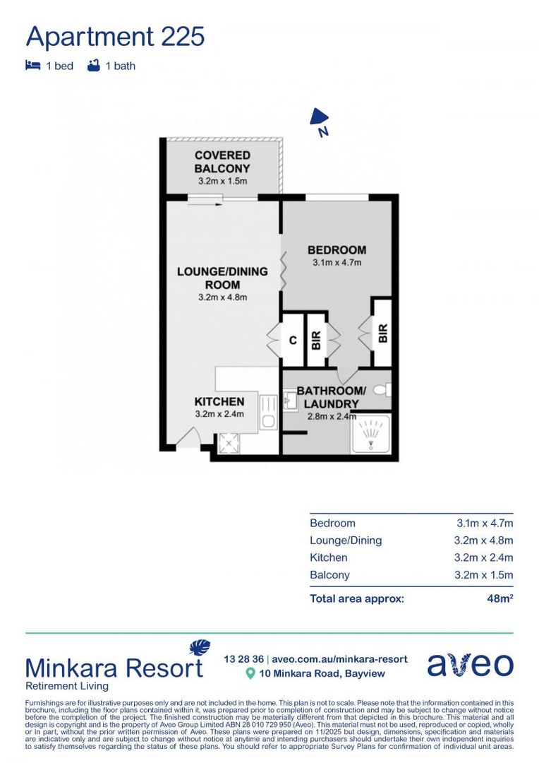 Private and serene one-bedroom serviced apartment