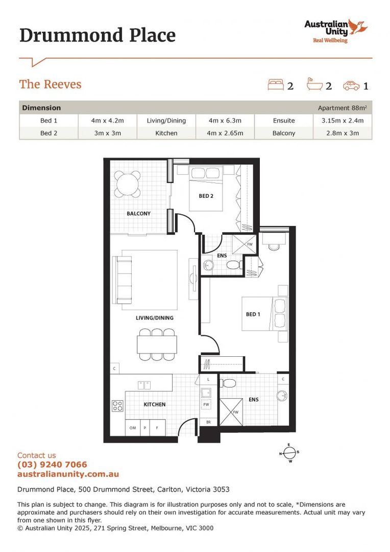 Light Filled East Facing Two Bedroom Apartment in a Welcoming Carlton Retirement Community
