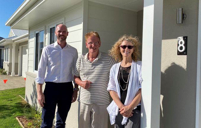 Andrew Ralph from Land Lease Home Loans, Sharon Manson from Ingenia Lifestyle and client Ross Hale at Ingenia Lifestyle Hervey Bay