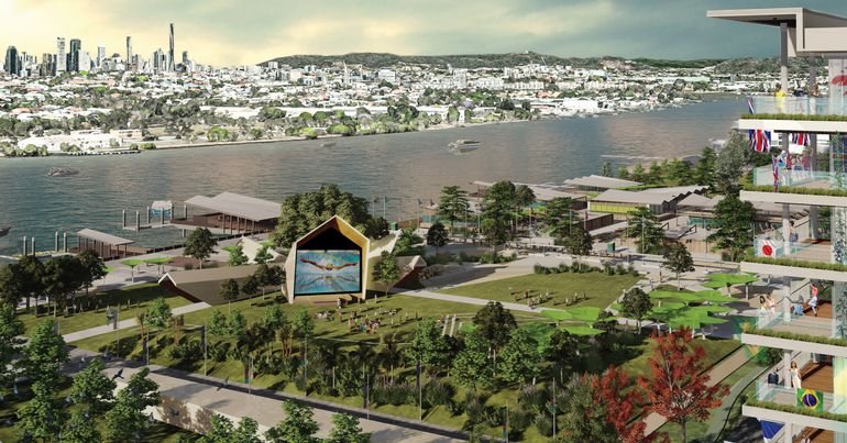 Artist's impression of the proposed athletes village for the 2032 Brisbane Olympic Games