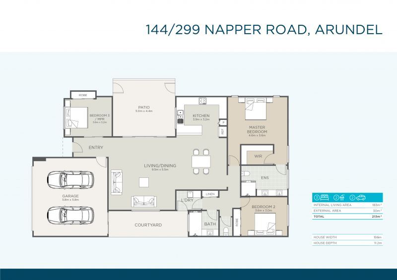 Spacious Living, Modern Three-Bedroom Design