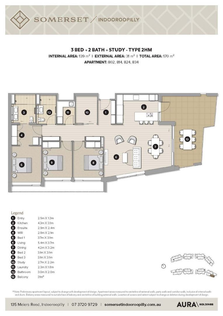Last Remaining 3 Bedroom + Study Apartment with Uninterrupted Golf Course Views!
