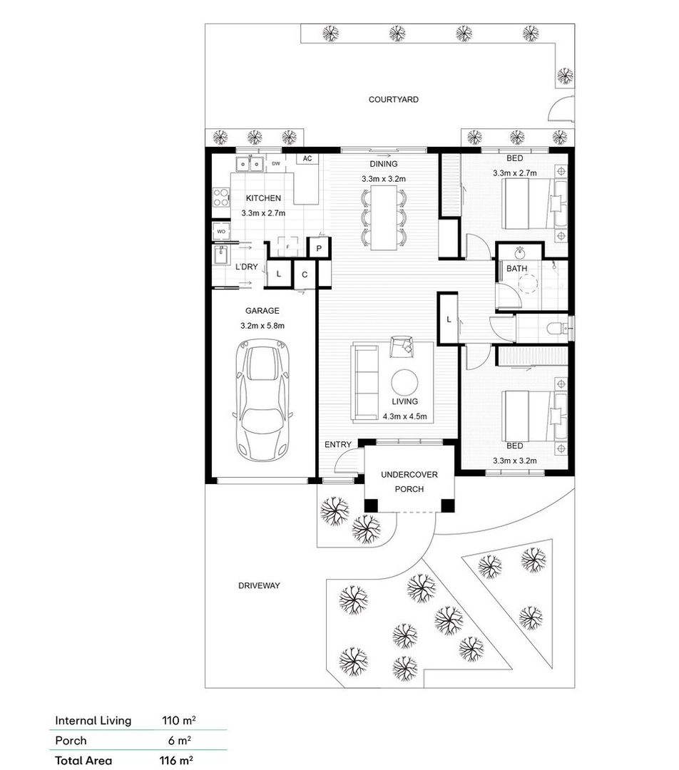 Beautifully Refreshed Retreat in a Peaceful Court Setting