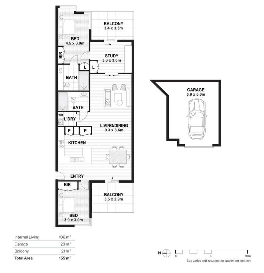 Sophisticated Living with Study and Dual Balconies
