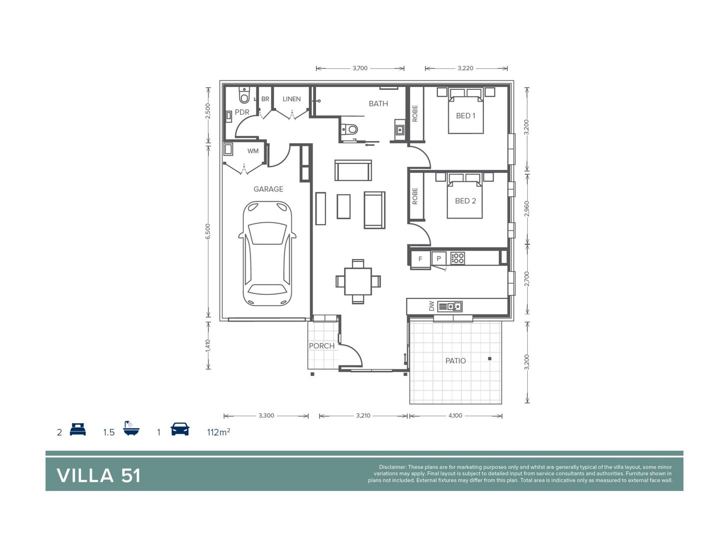 Villa 51 | 2 bed, 1 bath & powder - Oak Tree Retirement Village Goonellabah