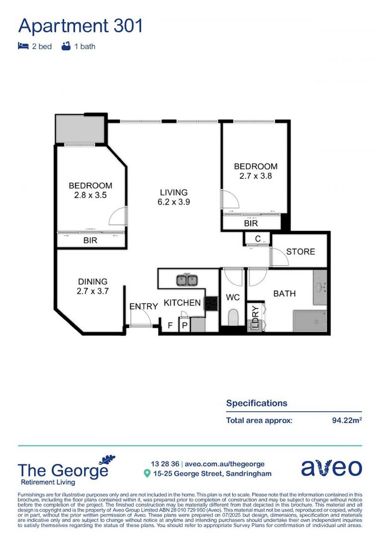 Large two-bedroom apartment on the third floor