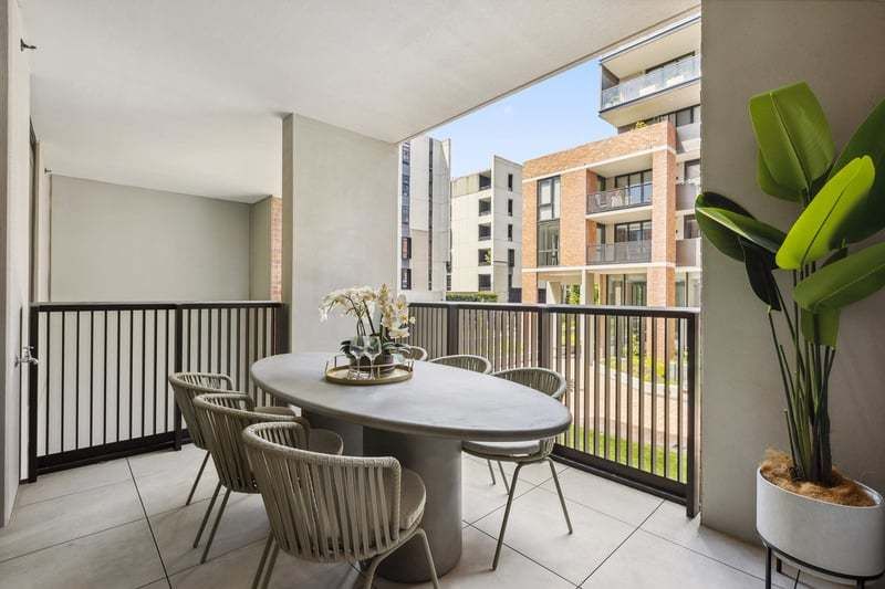 Views over landscaped courtyard
