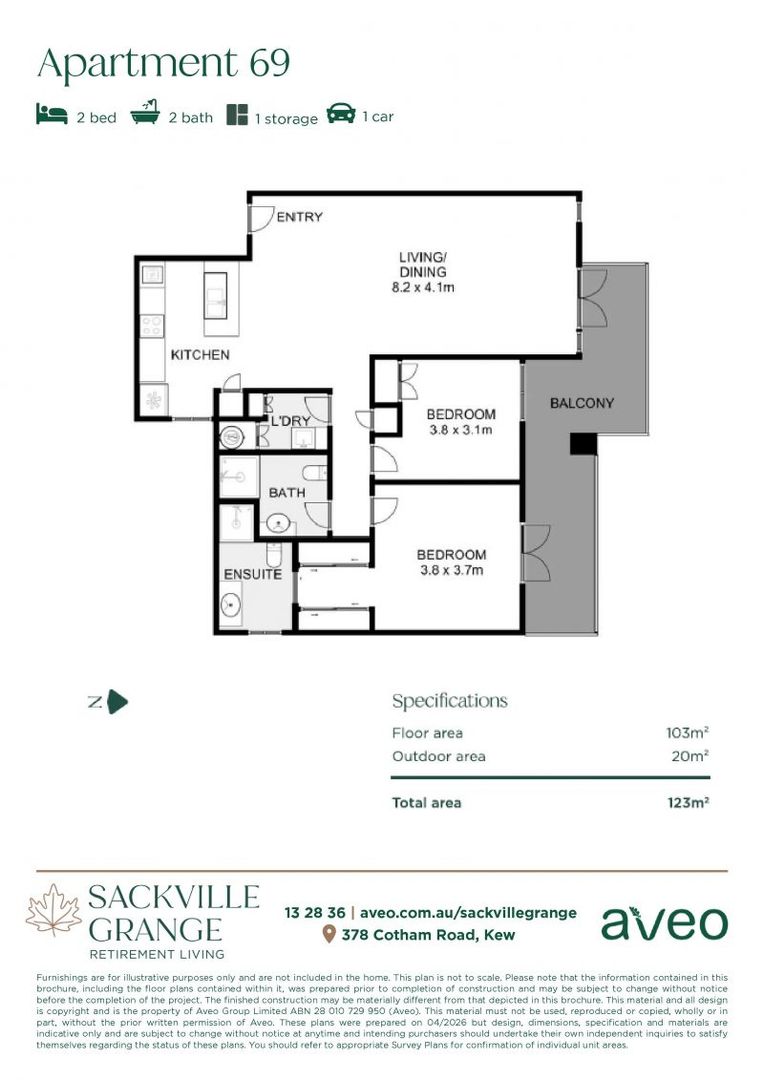 Stylish north-facing two-bedroom apartment!
