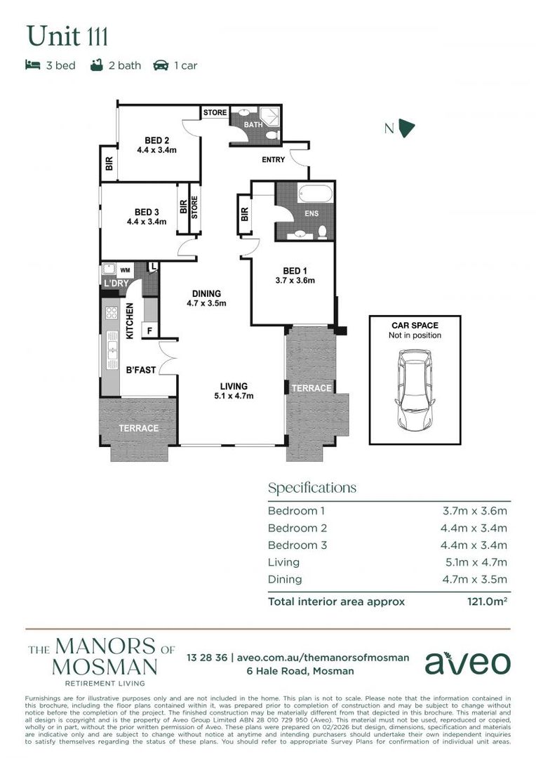 Contemporary three-bedroom apartment in a prime village setting