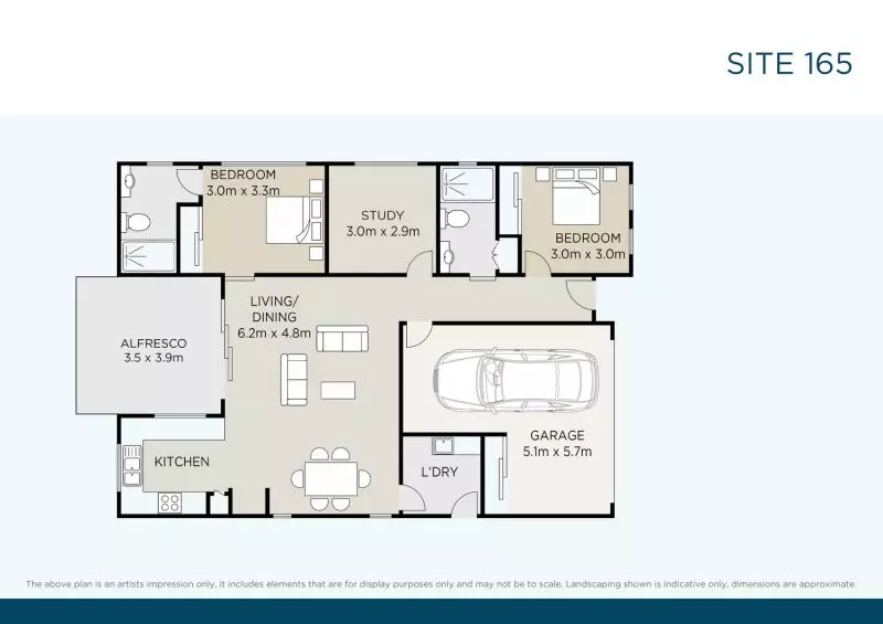 Stylish Two Bedroom Home with Study