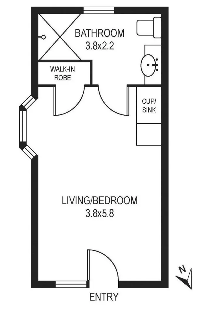 Studio Serviced Apartment with Corner Position
