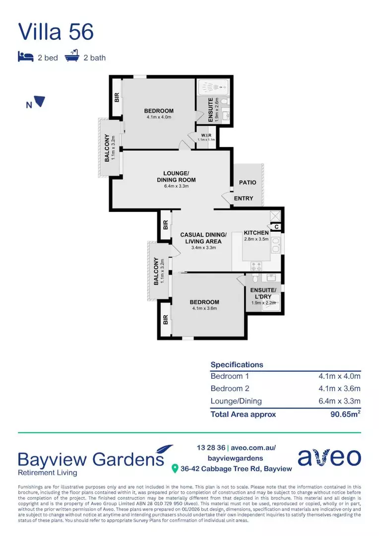 Two-bedroom unit with light & bright interiors
