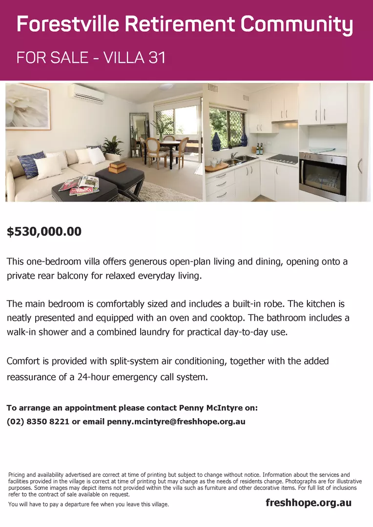 One Bedroom Villa - For Sale $530,000