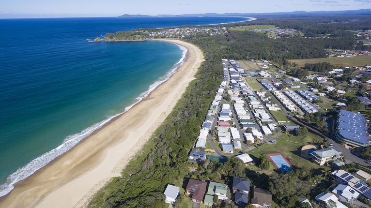 Hometown Australia's Beachfront Lifestyle Community is located at Halliday’s Point, north of Forster on the NSW Mid-North Coast