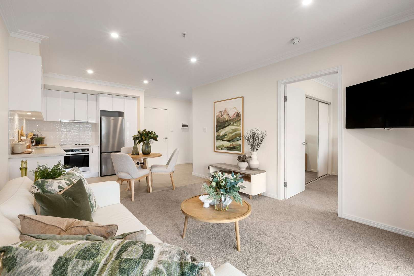 Courtyard-facing apartment on level 3 with serene views