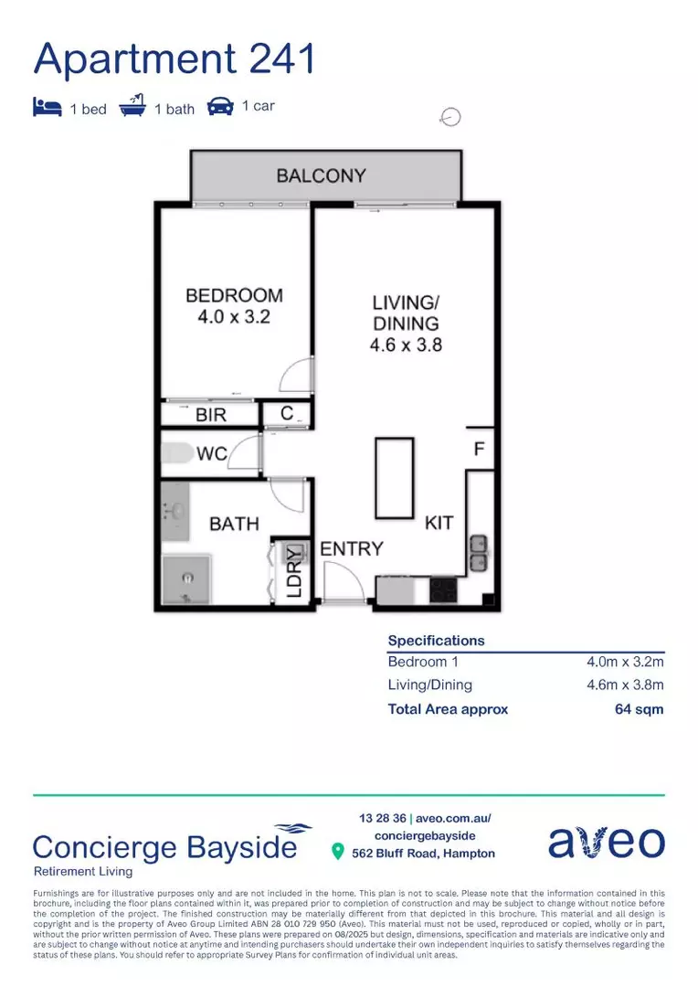 One-bedroom apartment with a large double balcony