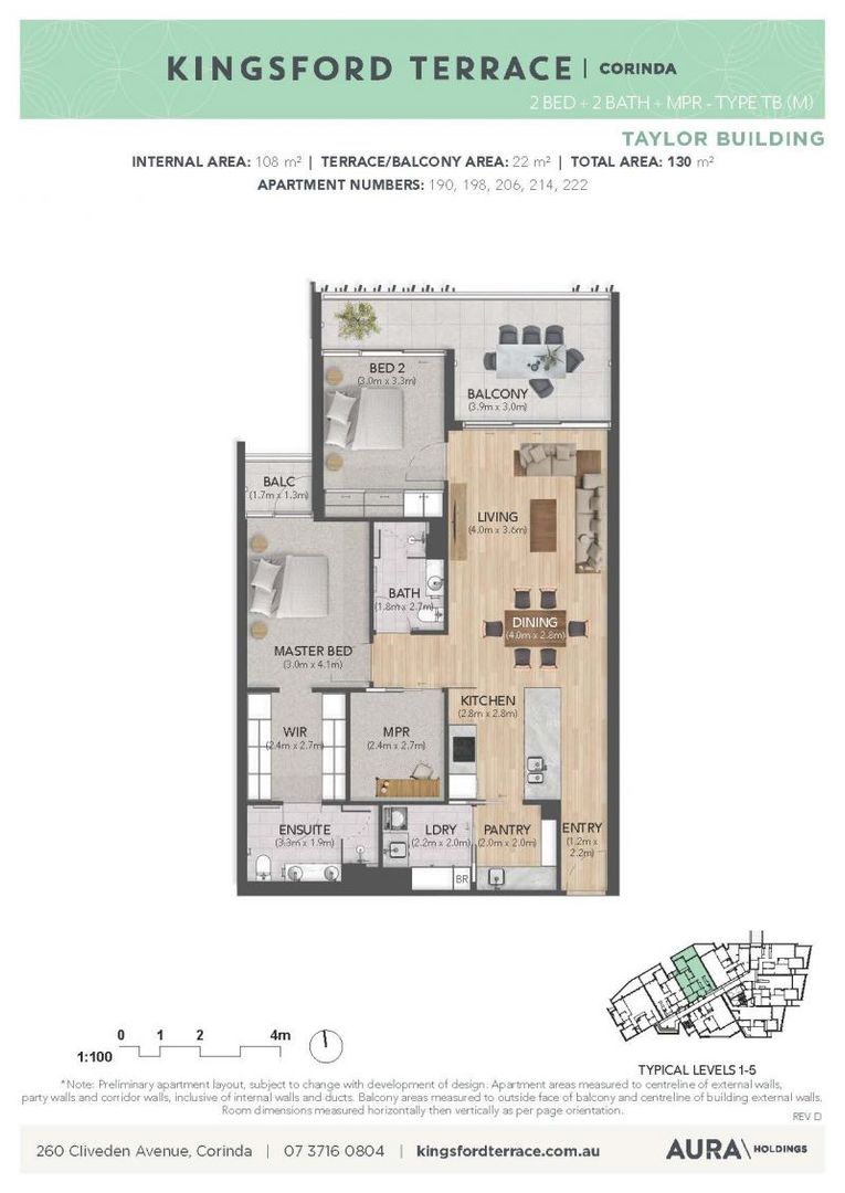 Elevated 2 Bedroom + Study Apartment