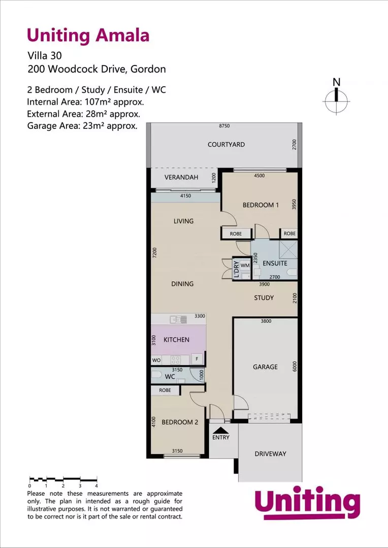 Spacious two-bedroom villa with study and attached garage | Uniting Amala