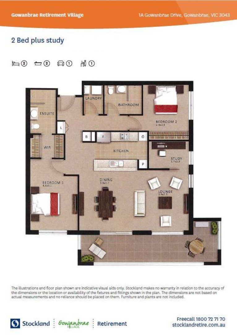 Highly desirable 2 bed + study ground floor apartment