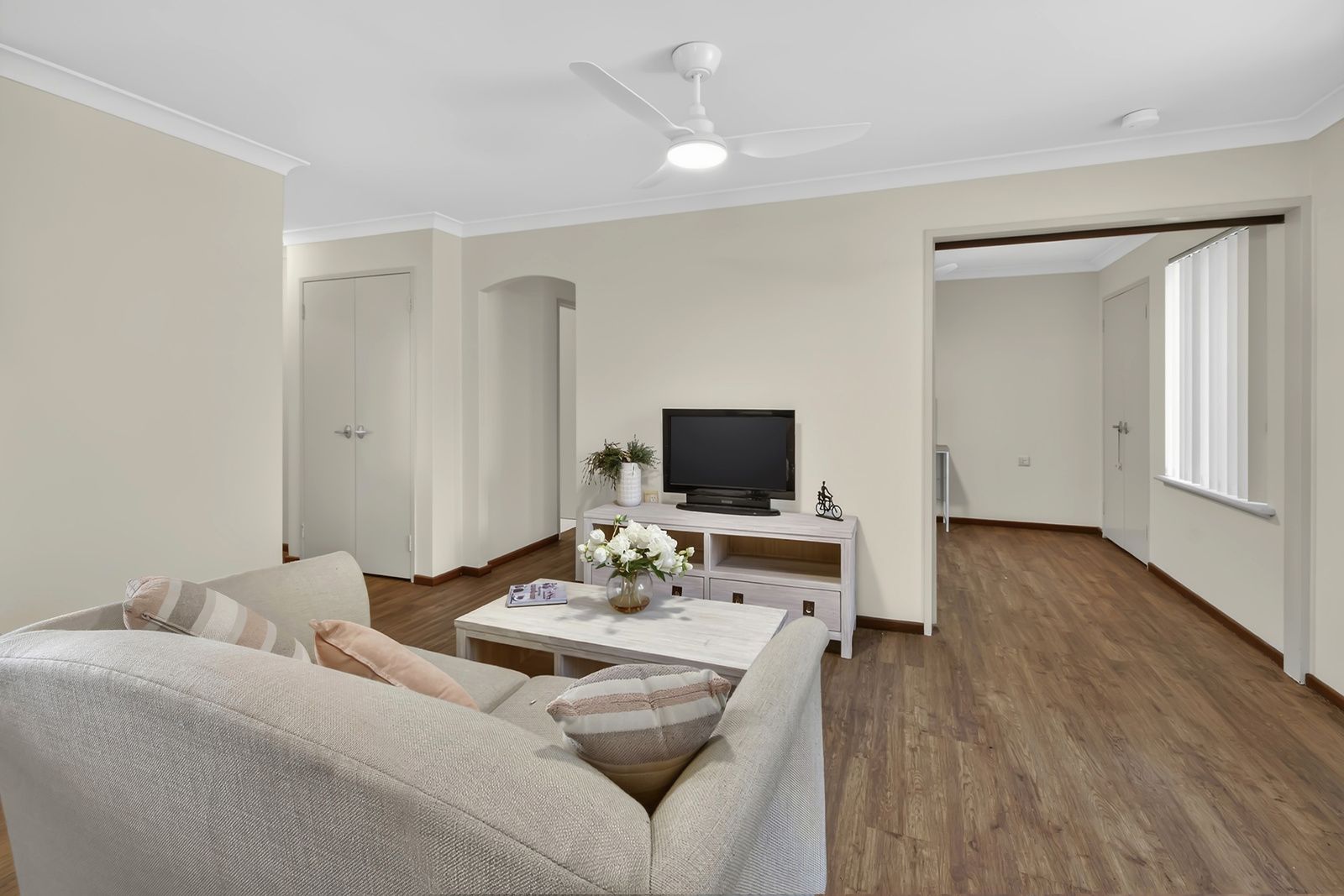 Light-filled two-bedroom villa with park views from the balcony