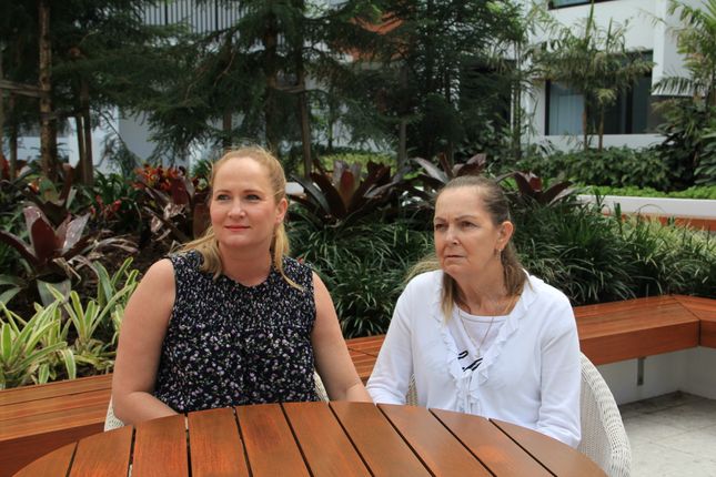 Kimberley Richards cares for her mother Jan in an Aura retirement village in Queensland