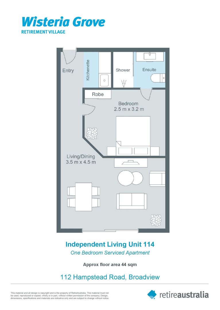Spacious serviced apartment opening onto lovely communal courtyard