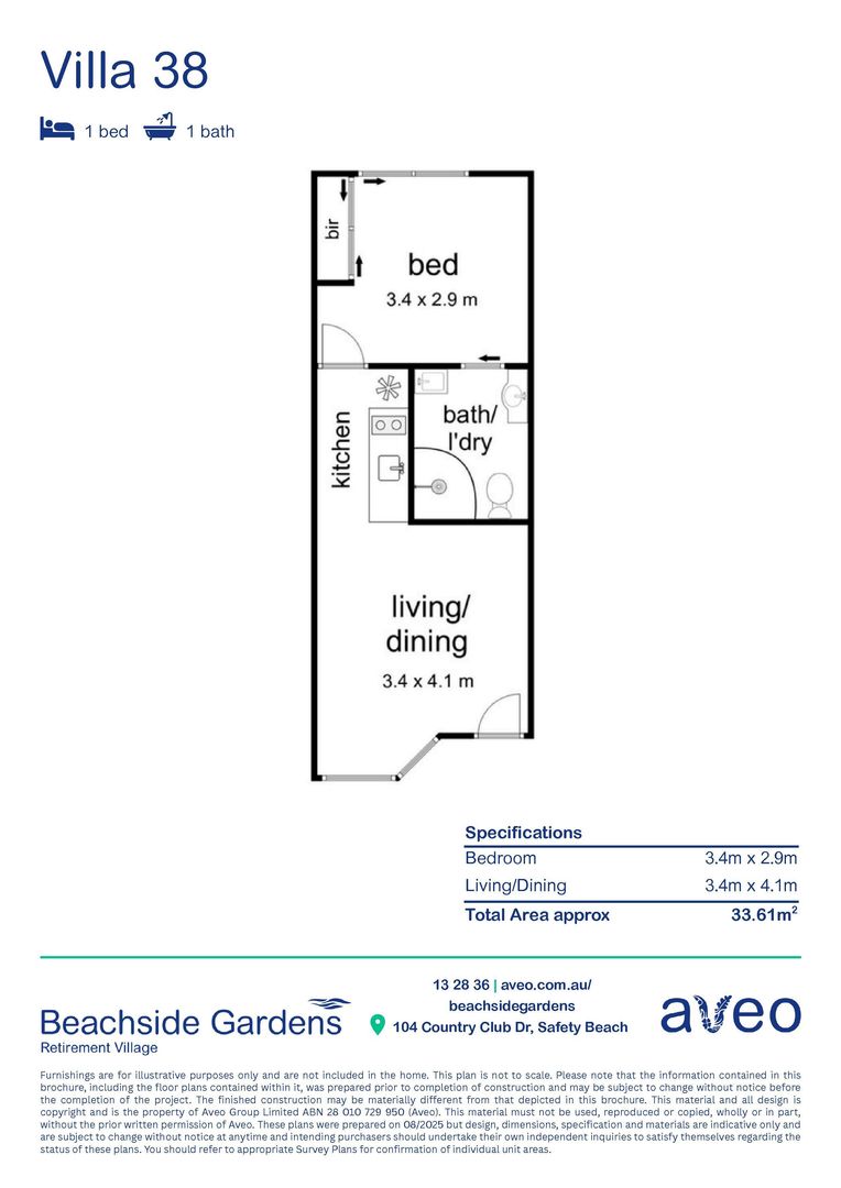 Newly renovated one-bedroom villa