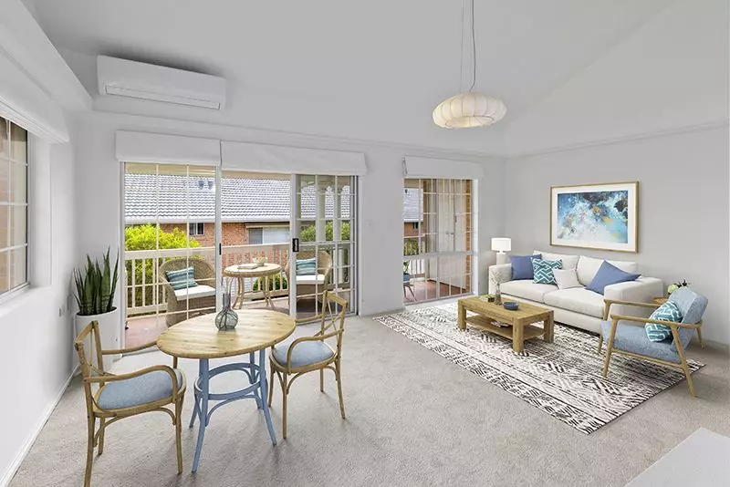 This elegant north east facing two bedroom unit offers refined living in a peaceful, private setting.