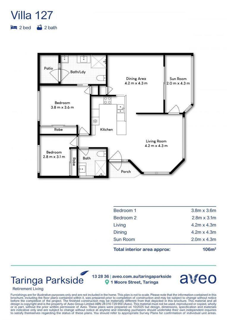 Spacious two-bedroom villa