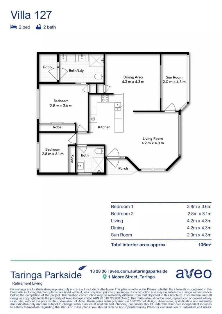 Spacious two-bedroom villa