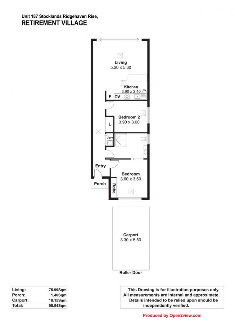 2 bedroom home located in the Ridgehaven Rise Retirement Village