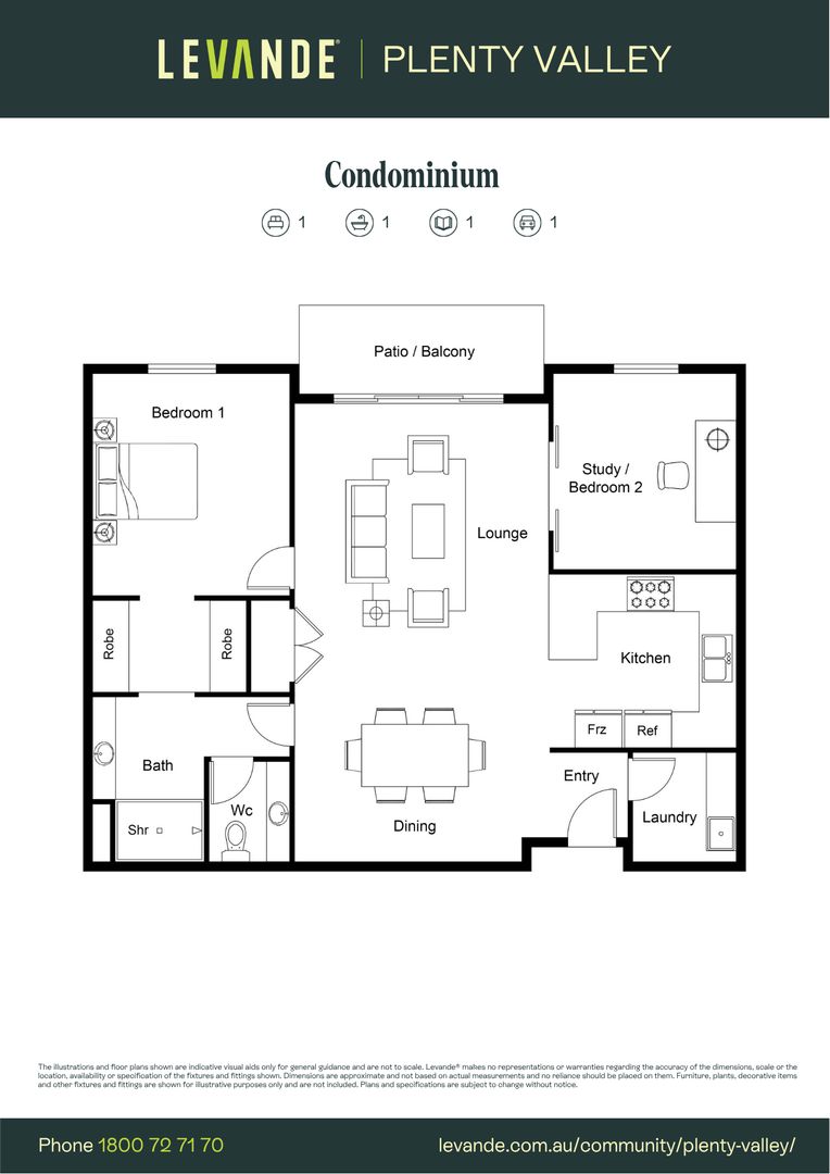 One Bedroom + Study | Apartment 302