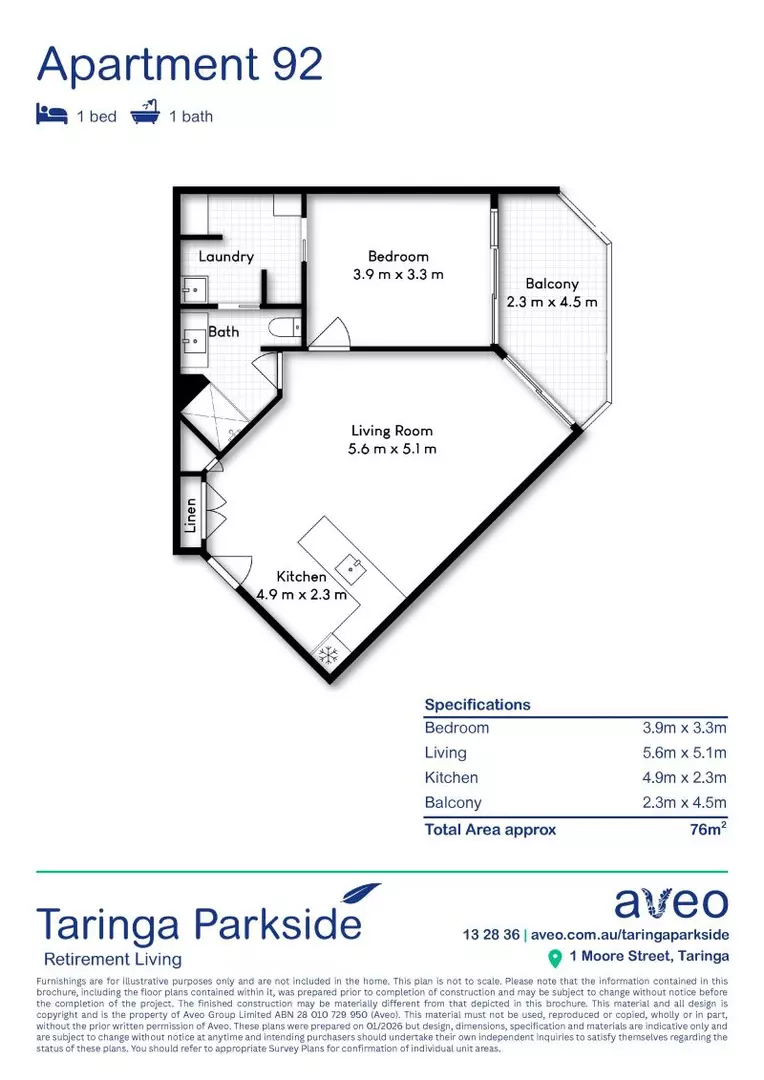 Conveniently located one-bedroom apartment with lovely view