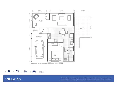 Villa 40 | 1 Bedroom + Study - Oak Tree Retirement Village Burpengary