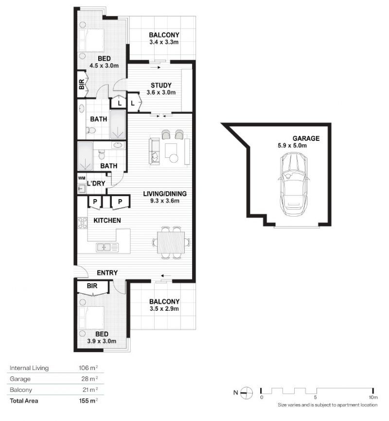 Sophisticated Living with Study and Dual Balconies