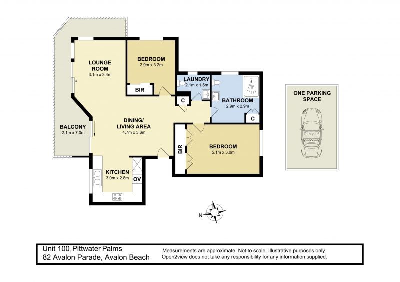 Large north-facing two-bedroom unit