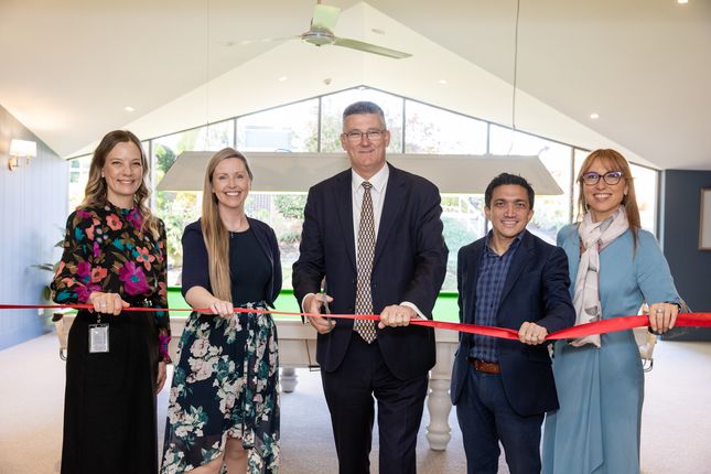 Kirrilly Lord, Michelle Steedman, Mark Taylor MP, Nigel Howe and Marion Iraninejad at the Winston Hills community centre opening