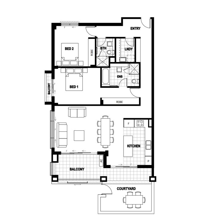2 Bedroom Ground Floor Apartment at The Woniora 