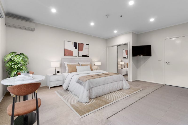 Modern apartment with beautiful window outlooks.