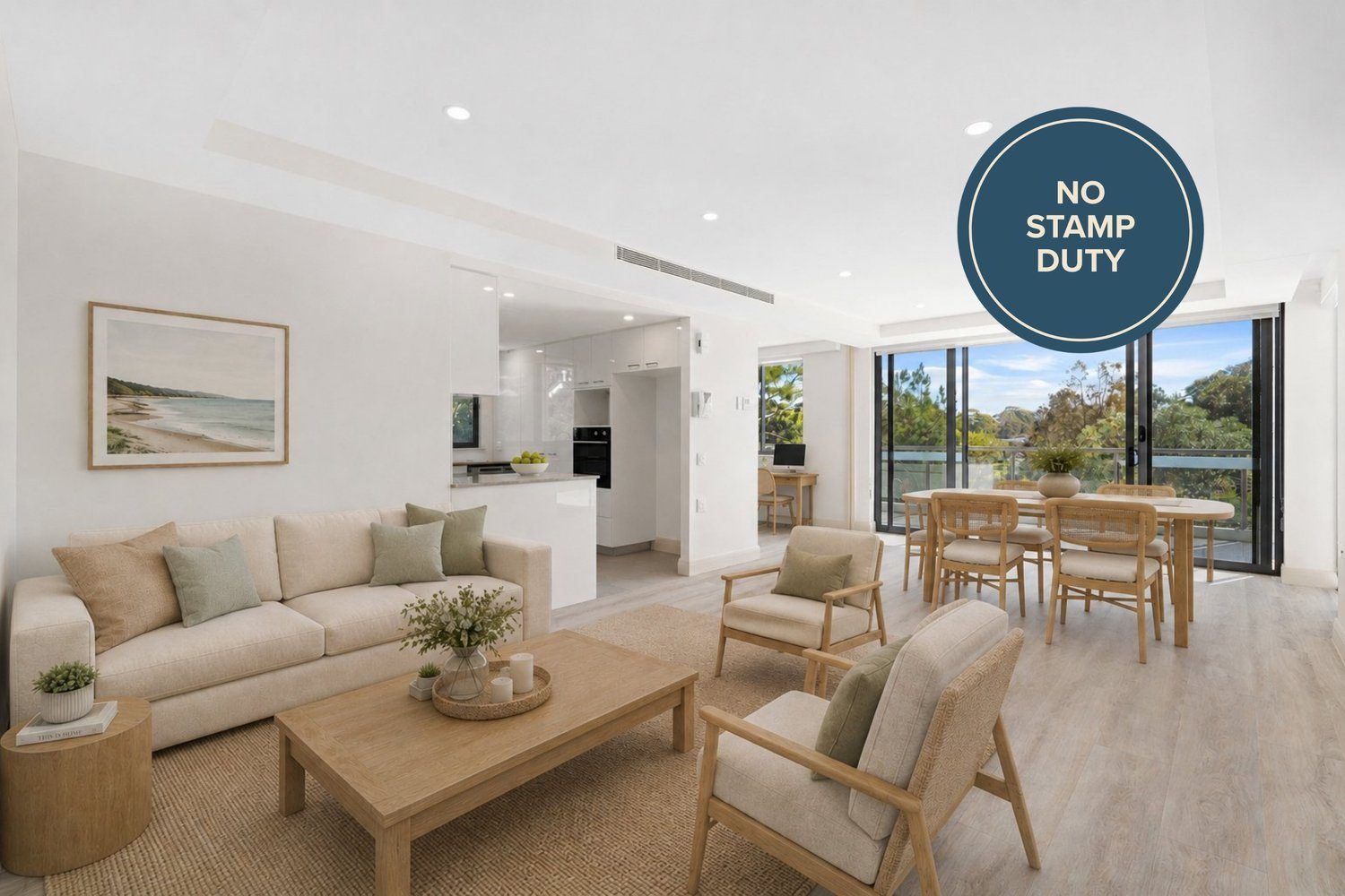 Spacious Three-Bedroom Apartment with Bayside Balcony View