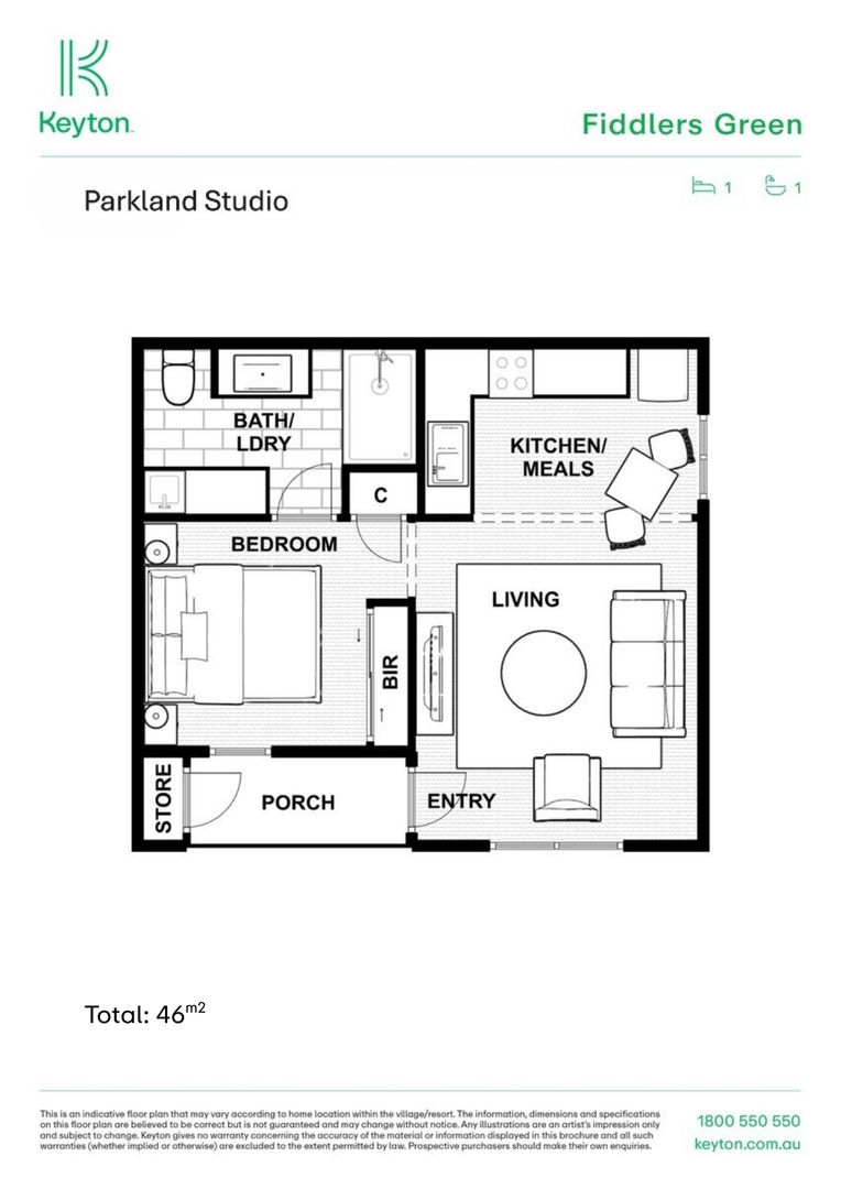 Modern, Renovated One-Bedroom Unit Layout With High Ceilings