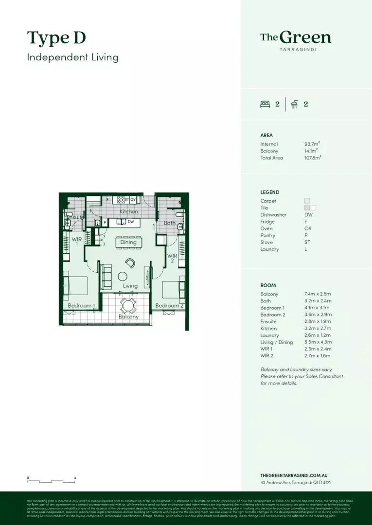 East-facing, two-bedroom apartment with a peaceful nature reserve outlook