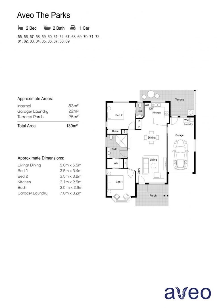 Two-bedroom unit with extra multi-use space