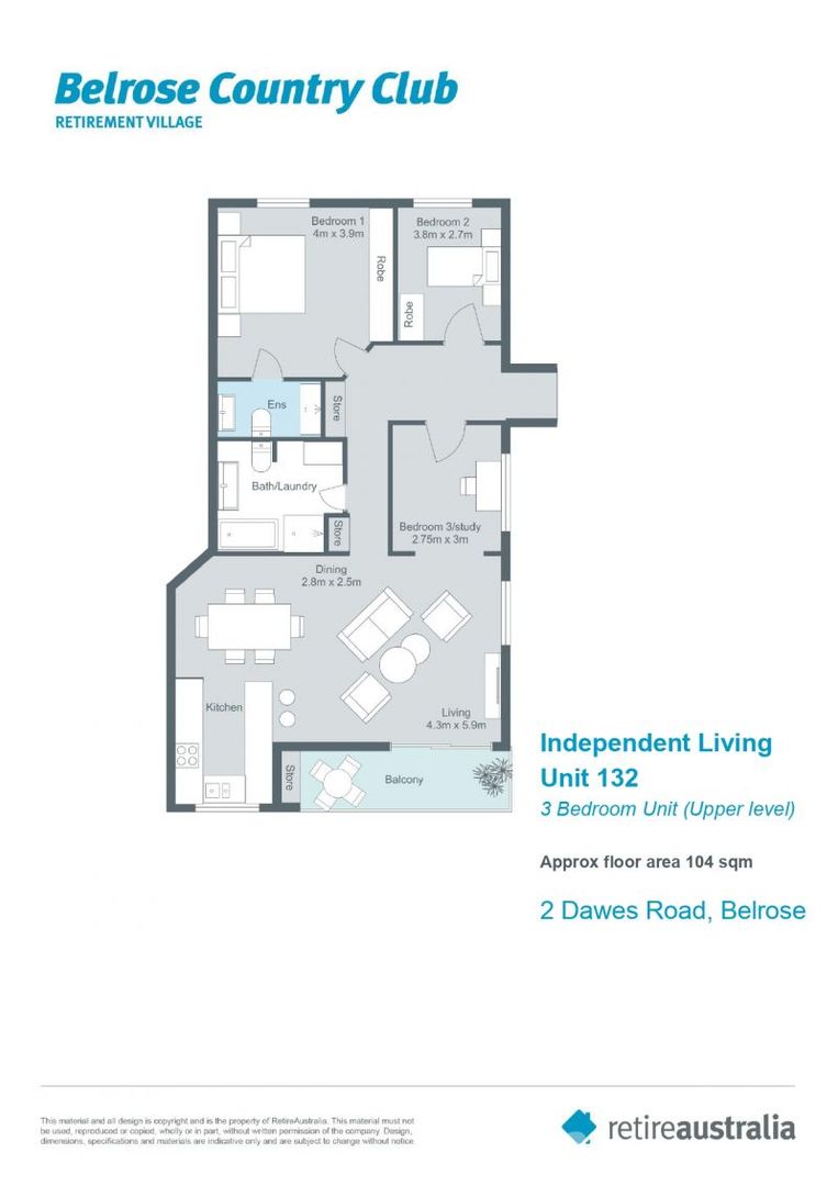 3 bedroom contemporary unit with easy access and light-filled throughout