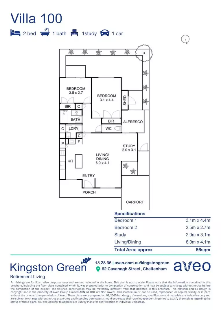 Two-bedroom villa with private entertaining area