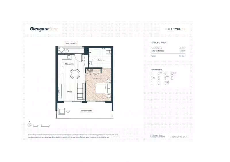 A ground-floor apartment featuring large terrace for easy access for visitors and parking.
