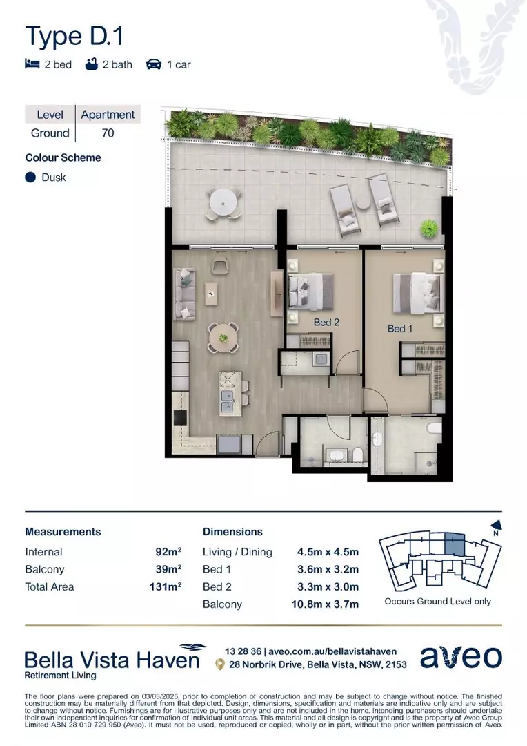 Ground-floor 2-bedroom apartment with private courtyard
