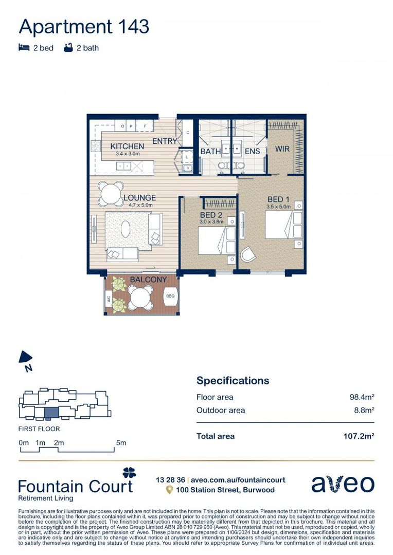 First-floor 2-bedroom apartment