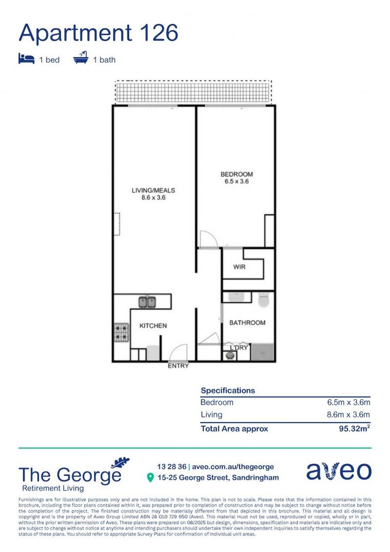 Large one-bedroom apartment on the ground floor